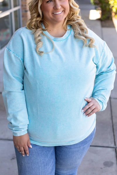 IN STOCK Catherine Corded Pullover - Ocean Blue FINAL SALE