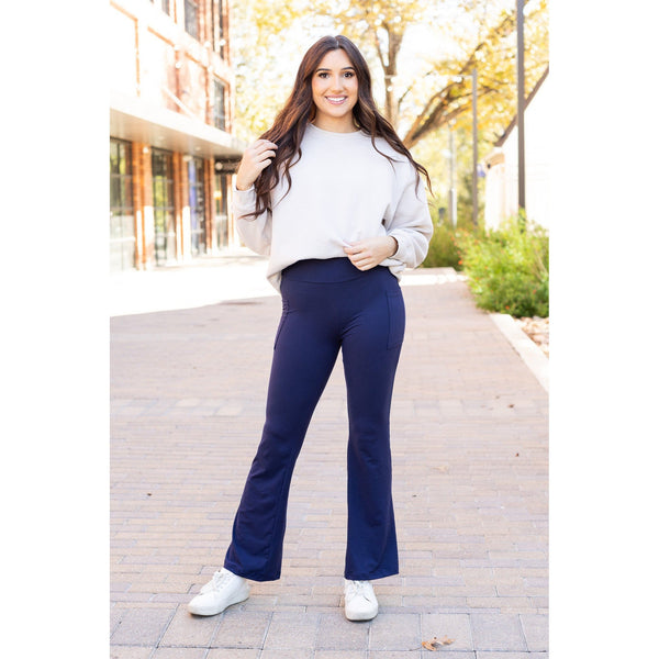 Ready to Ship  | The Mila - 30"  NAVY Bootcut Leggings with Pockets Round 3