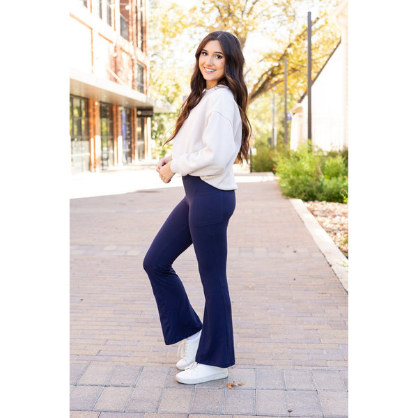 Ready to Ship  | The Mila - 30"  NAVY Bootcut Leggings with Pockets Round 3