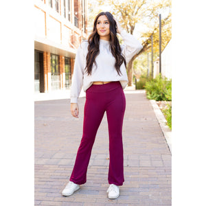 Ready to Ship  | The Maeve - 30"  MAROON Bootcut Leggings with Pockets*