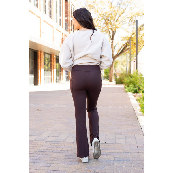 Ready to Ship | The Rhea - 30"  BROWN Bootcut Leggings with Pockets*