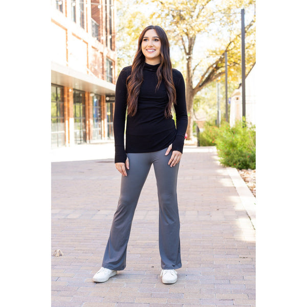 PreOrder | The Cassie - 30"  CHARCOAL Bootcut Leggings with Pockets - Round 2