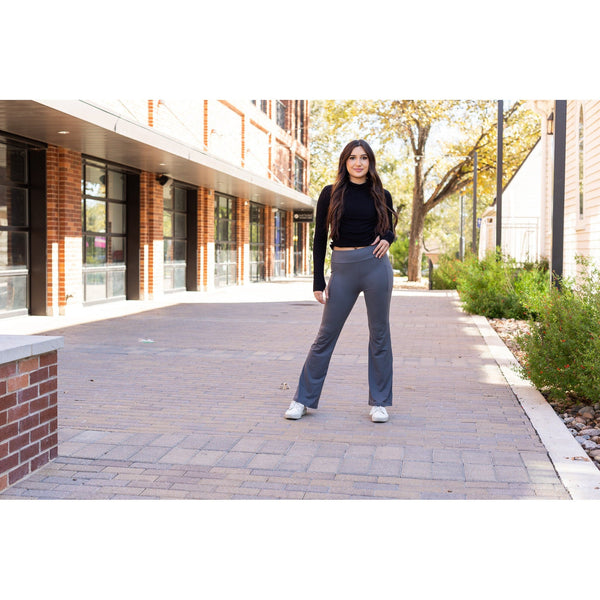 Ready to Ship | The Cassie - 30"  CHARCOAL Bootcut Leggings with Pockets - Round 2