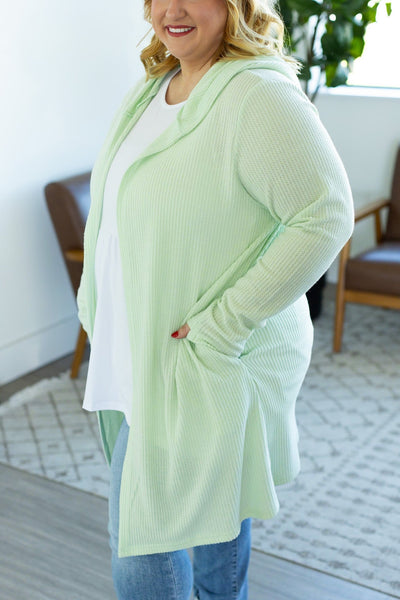 IN STOCK Claire Hooded Waffle Cardigan - Lime FINAL SALE