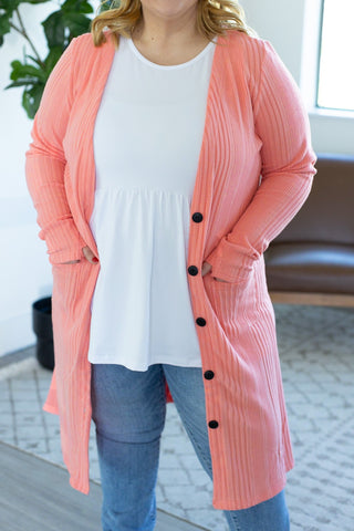 IN STOCK Knit Colbie Cardigan - Coral