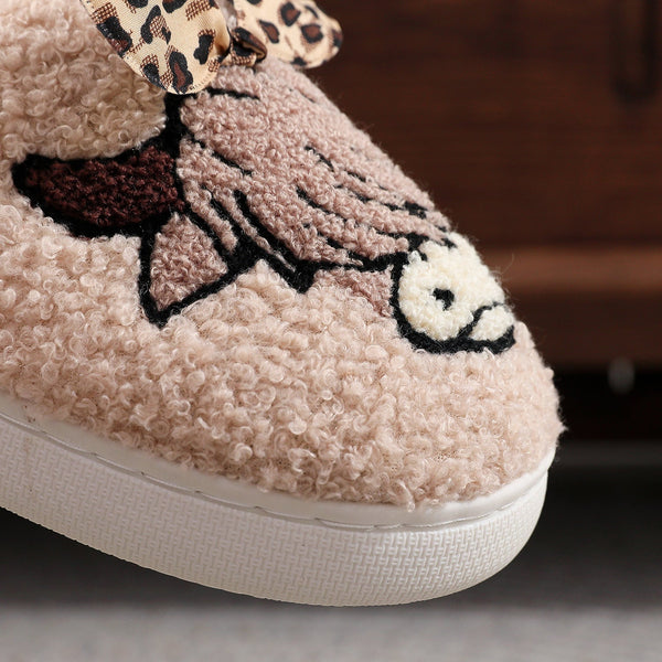 PREORDER: Highland cow with leopard bow slippers 8.24.26 OSYM - Pumpkin Patch Co