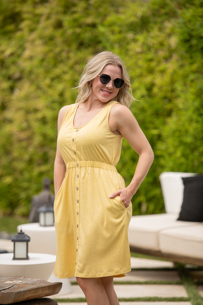 IN STOCK Beverly Button Dress - Yellow - Pumpkin Patch Co