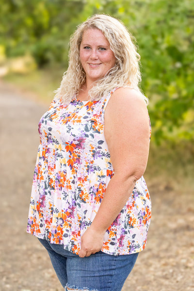 IN STOCK Renee Ruffle Tank - Floral Leaves FINAL SALE