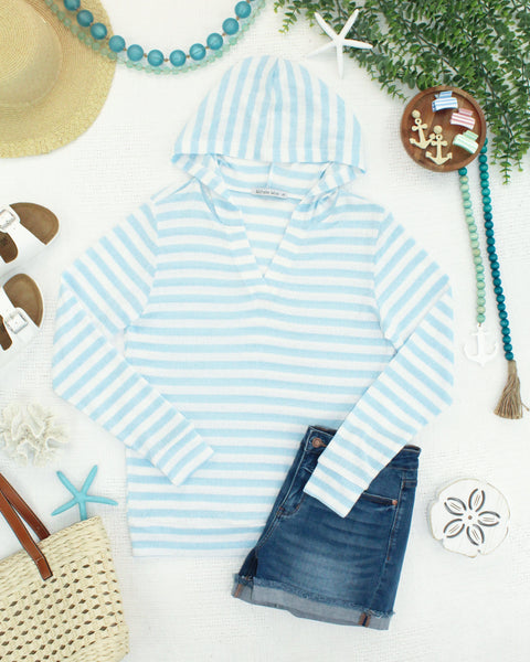 IN STOCK Amelia Striped Hoodie - Sky Blue