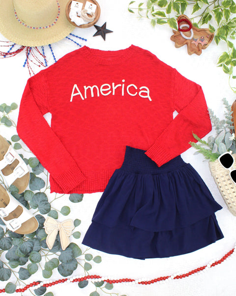 IN STOCK Roxie Ruffle Skort - Navy - Pumpkin Patch Co