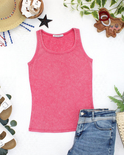 IN STOCK Audrey Vintage Wash Tank - Red - Pumpkin Patch Co