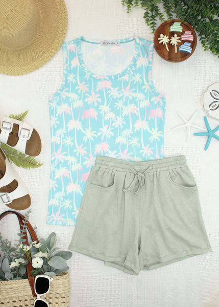 IN STOCK Ava Tank - Aqua Palm - Pumpkin Patch Co