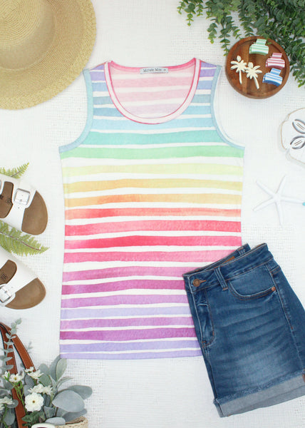 IN STOCK Ava Tank - Rainbow Stripes - Pumpkin Patch Co