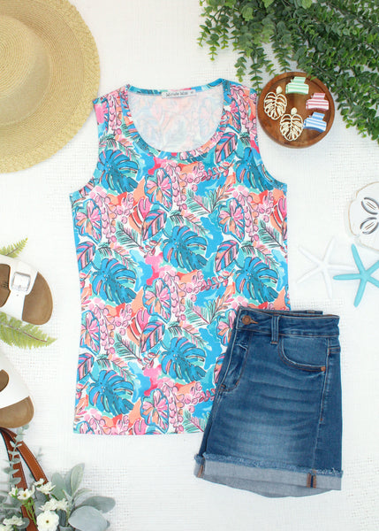 IN STOCK Ava Tank - Tropical Palm - Pumpkin Patch Co