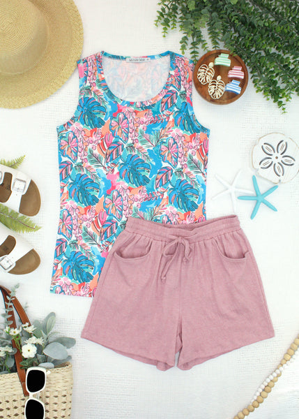 IN STOCK Candice Crinkle Shorts - Dusty Rose - Pumpkin Patch Co