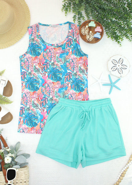 IN STOCK Ava Tank - Tropical Palm - Pumpkin Patch Co