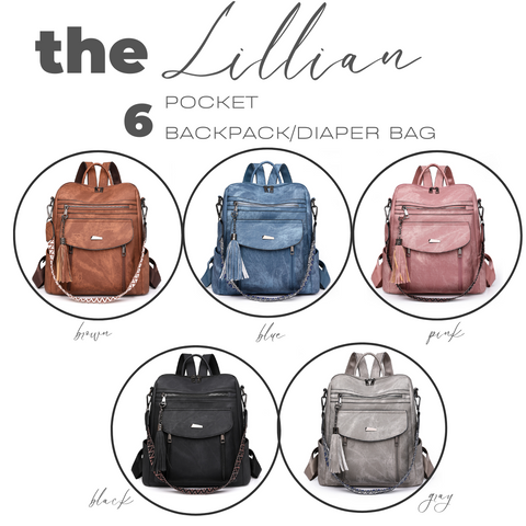 PREORDER: Lillian 6 pocket Backpack/Diaper Bag 8.18.25 OSYM