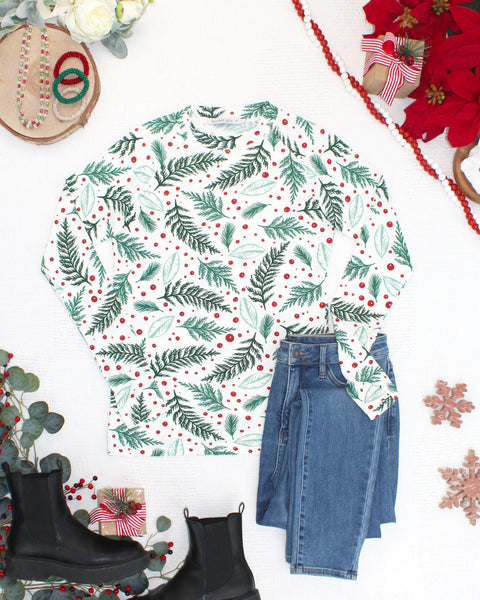 IN STOCK Blair Long Sleeve Top - Berry + Pine