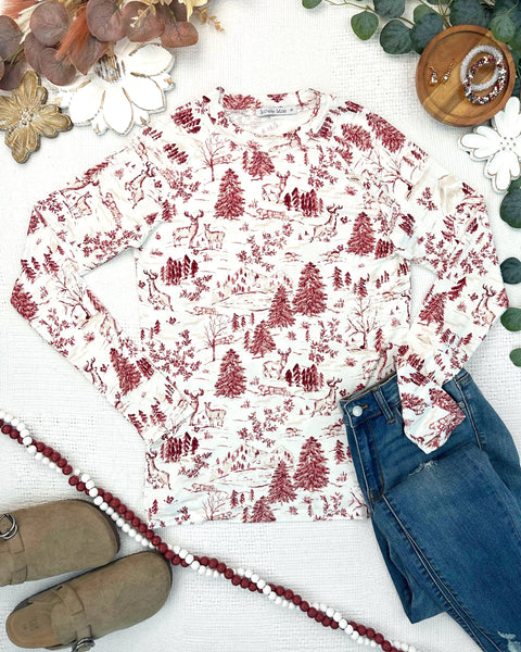 IN STOCK Blair Long Sleeve Top - Cranberry Woodland