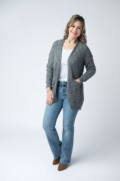 IN STOCK Open Knit Cardigan - Grey - Pumpkin Patch Co