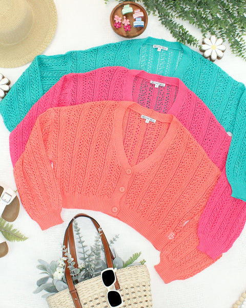 IN STOCK Callie Cropped Cardigan - Pink - Pumpkin Patch Co