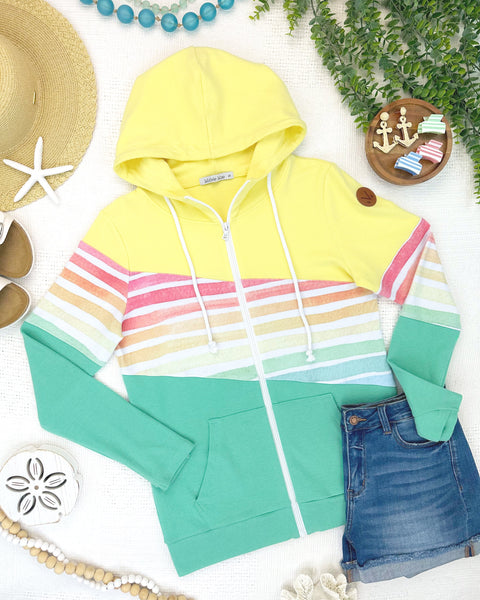 IN STOCK Colorblock Fullzip - Yellow, Rainbow Stripes, and Lime - Pumpkin Patch Co