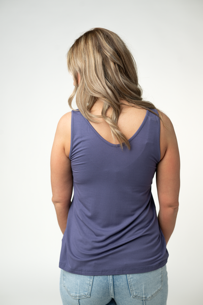 IN STOCK Vera V Neck Tank - Slate Purple - Pumpkin Patch Co
