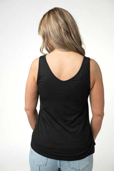 IN STOCK Vera V Neck Tank - Black - Pumpkin Patch Co