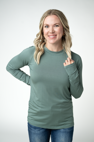 IN STOCK Blair Long Sleeve Top - Dusty Jade - Pumpkin Patch Co