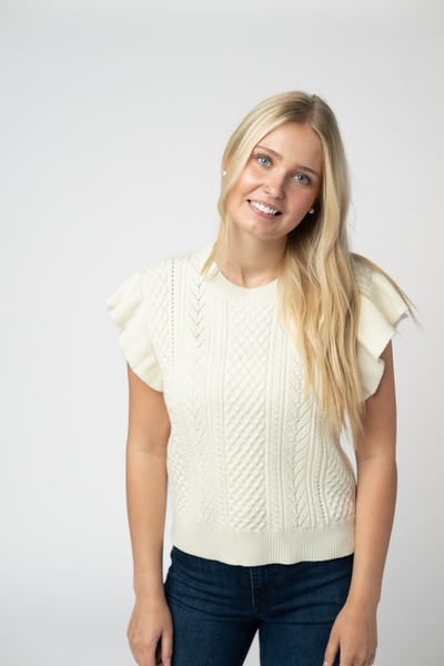 IN STOCK Felicity Flutter Sweater Top - Ivory