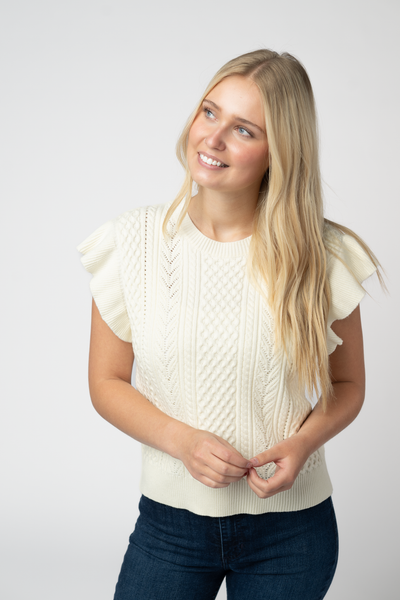 IN STOCK Felicity Flutter Sweater Top - Ivory
