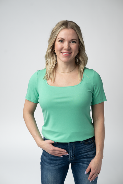 IN STOCK Short Sleeve Alyssa Top - Aquamarine - Pumpkin Patch Co