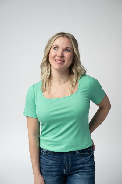 IN STOCK Short Sleeve Alyssa Top - Aquamarine - Pumpkin Patch Co