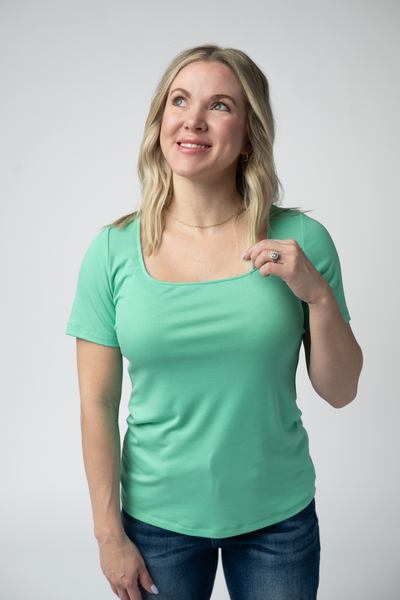 IN STOCK Short Sleeve Alyssa Top - Aquamarine - Pumpkin Patch Co