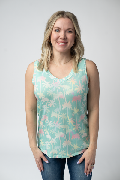IN STOCK Noelle Tank - Aqua Palm - Pumpkin Patch Co