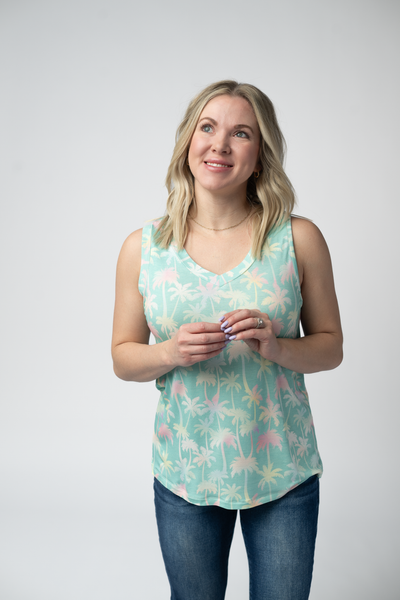 IN STOCK Noelle Tank - Aqua Palm - Pumpkin Patch Co