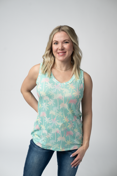IN STOCK Noelle Tank - Aqua Palm - Pumpkin Patch Co