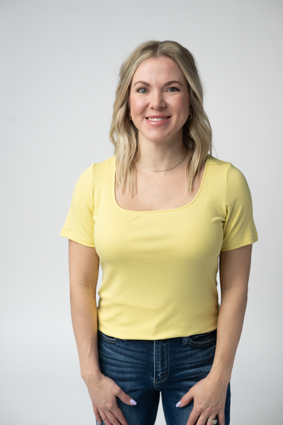 IN STOCK Short Sleeve Alyssa Top - Yellow - Pumpkin Patch Co
