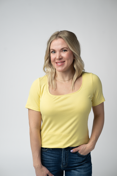 IN STOCK Short Sleeve Alyssa Top - Yellow - Pumpkin Patch Co