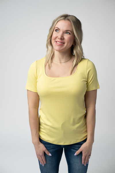 IN STOCK Short Sleeve Alyssa Top - Yellow - Pumpkin Patch Co