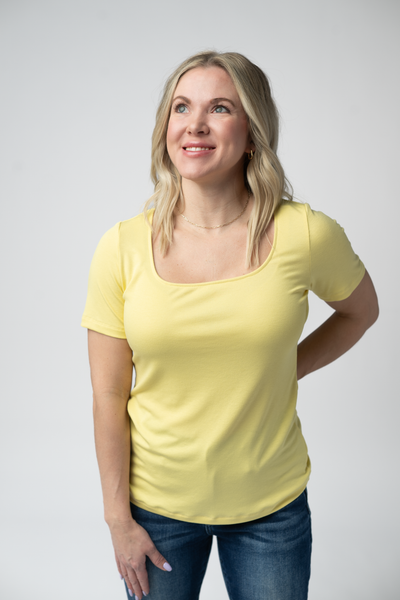 IN STOCK Short Sleeve Alyssa Top - Yellow - Pumpkin Patch Co