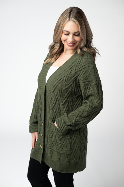 IN STOCK Brooks Button Sweater Cardigan - Olive