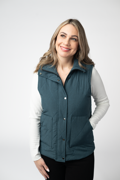 IN STOCK Remy Zip Up Vest - Teal