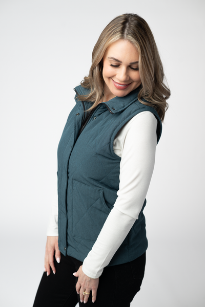 IN STOCK Remy Zip Up Vest - Teal