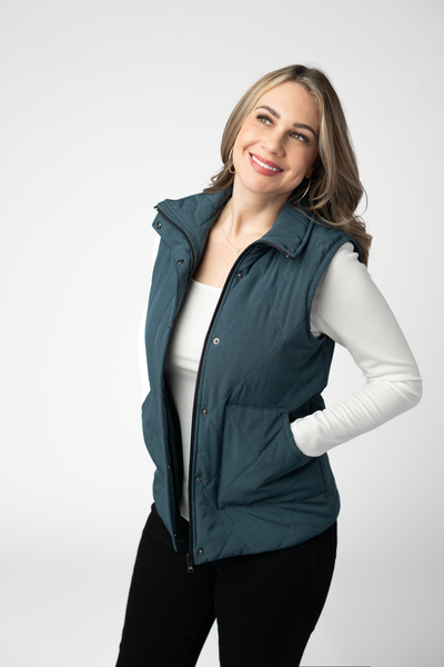 IN STOCK Remy Zip Up Vest - Teal
