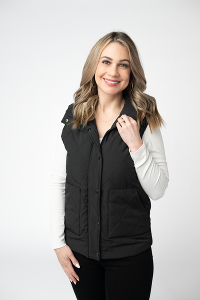 IN STOCK Remy Zip Up Vest - Black - Pumpkin Patch Co