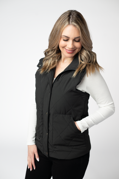 IN STOCK Remy Zip Up Vest - Black - Pumpkin Patch Co