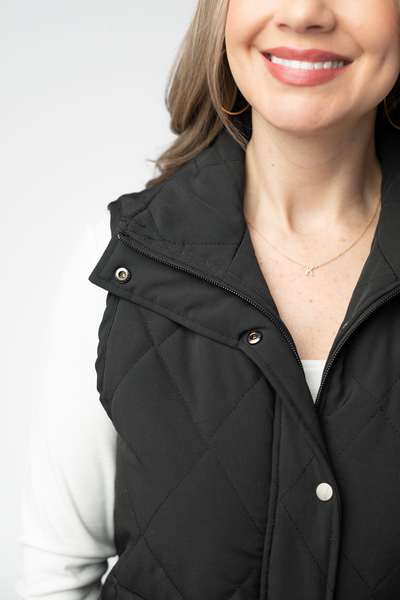 IN STOCK Remy Zip Up Vest - Black - Pumpkin Patch Co