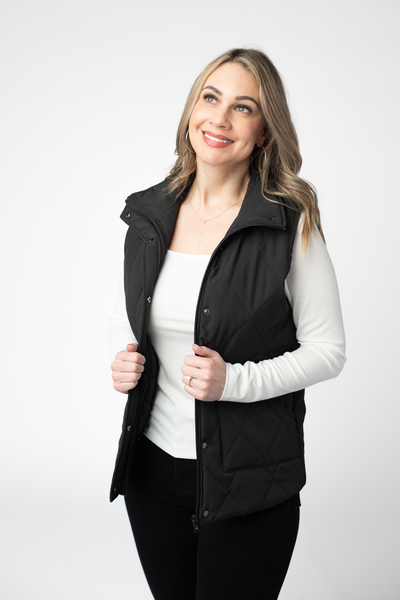IN STOCK Remy Zip Up Vest - Black - Pumpkin Patch Co