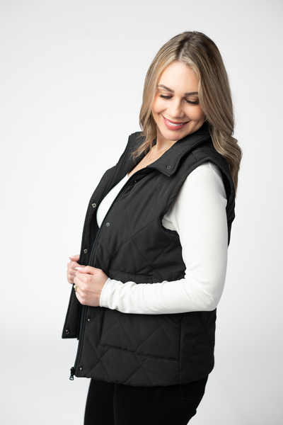 IN STOCK Remy Zip Up Vest - Black - Pumpkin Patch Co
